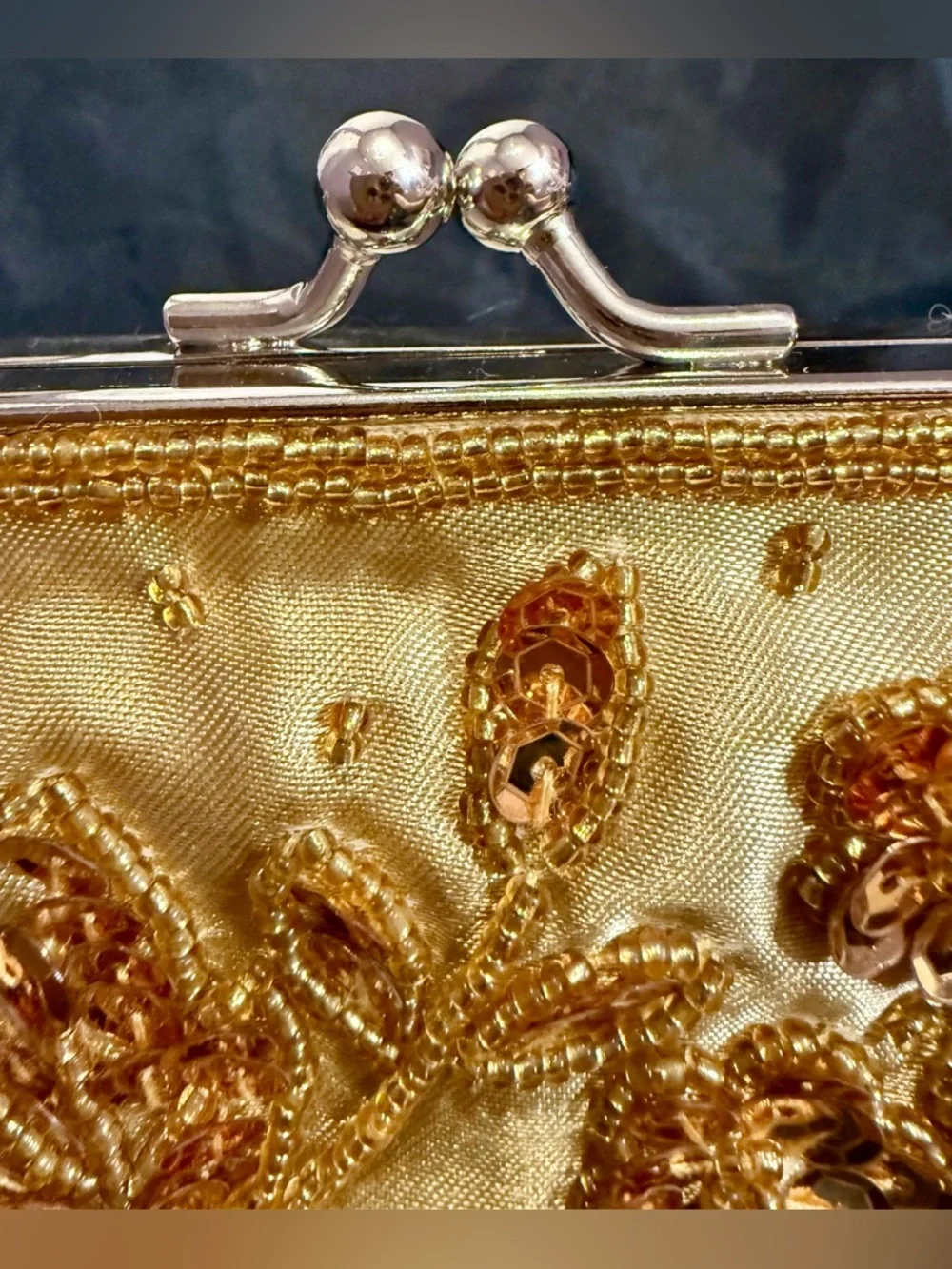 Y2K Deadstock Gold Beaded Evening Clutch Shoulder Bag NWT Bijoux Terner - Picture 12 of 13